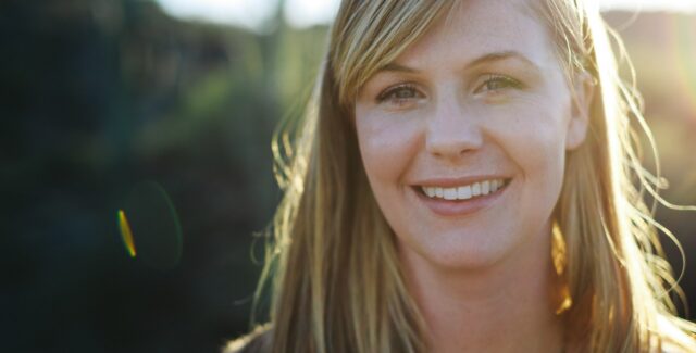 blonde woman smiling