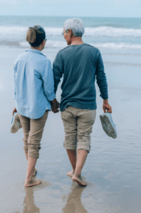 Couple walking on the beach